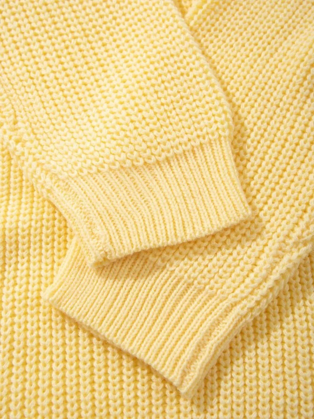 Yellow Women's Casual Stand Collar Pullover Long Sleeve Sweater